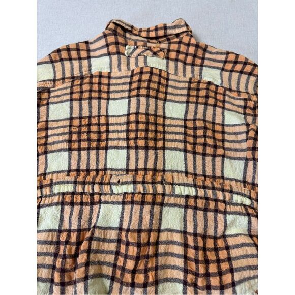 Free People Plaid Long Sleeve Button Down Shirt Sz XS Oversized - Picture 7 of 7